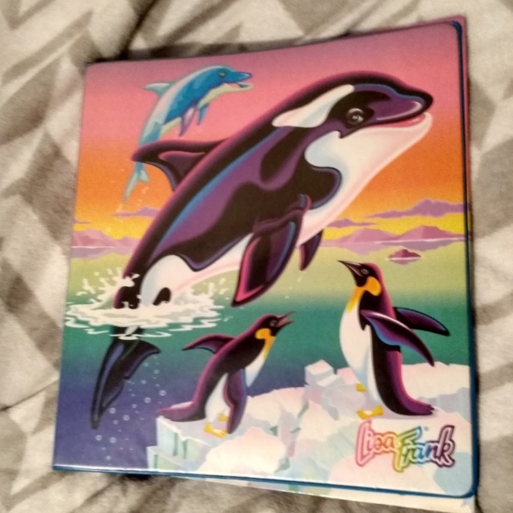 Vintage Lisa Frank 3 ring binder/folder bundle Max Splash Whale
